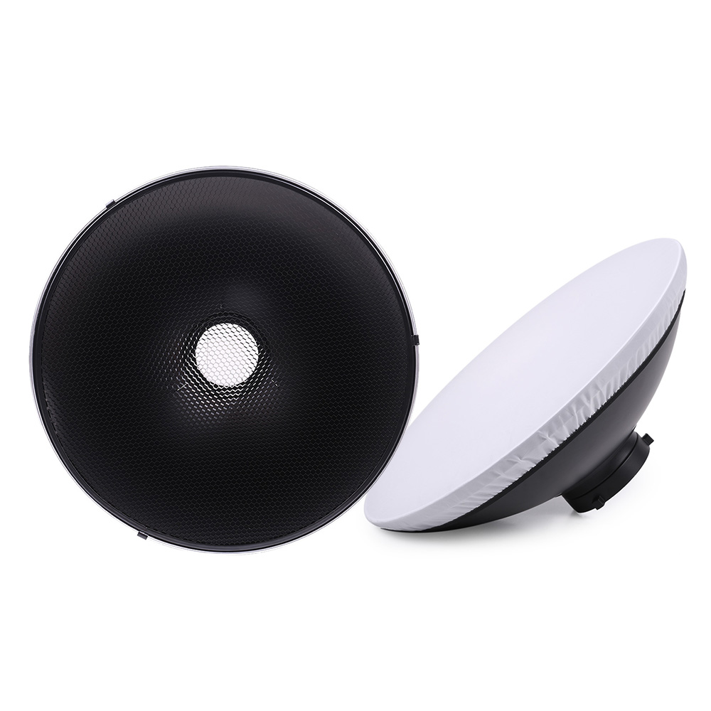 Photography Lighting Beauty Dish - อุปกรณ์กระจายแสงสำหรับไฟแฟลชสตูดิโอขนาด 70 ซม./27.6 นิ้ว พร้อมแผ่นสะท้อนแสงแบบรังผึ้ง สำหรับขาตั้งแบบ