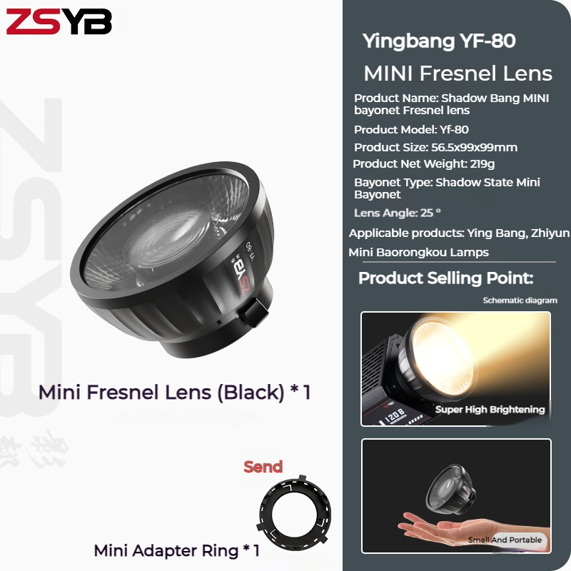 Fresnel Lens Attachment - เลนส์เฟรสเนล ZSYB YF-80 ให้แสงสว่างมากขึ้น 9 เท่า