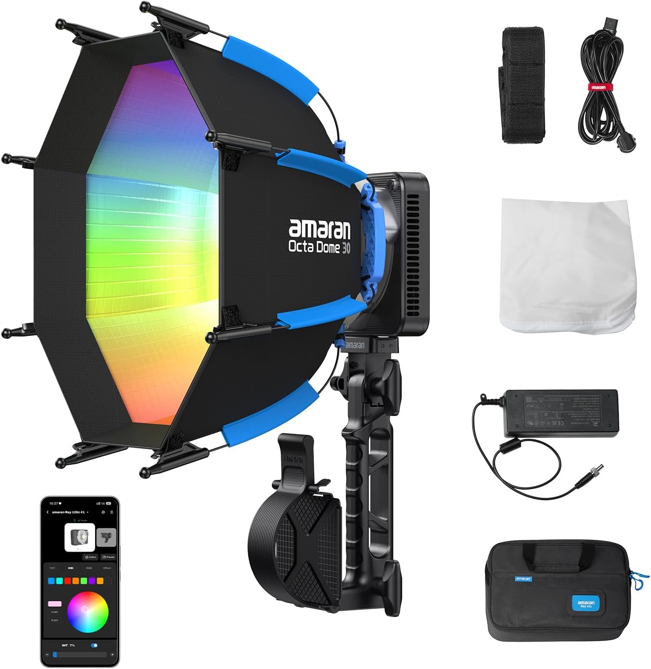 Photography Lighting Mount - ไฟวิดีโอ LED RGB 120W, ไฟสตูดิโอแบบพกพาพร้อมมาตรฐาน IP54,