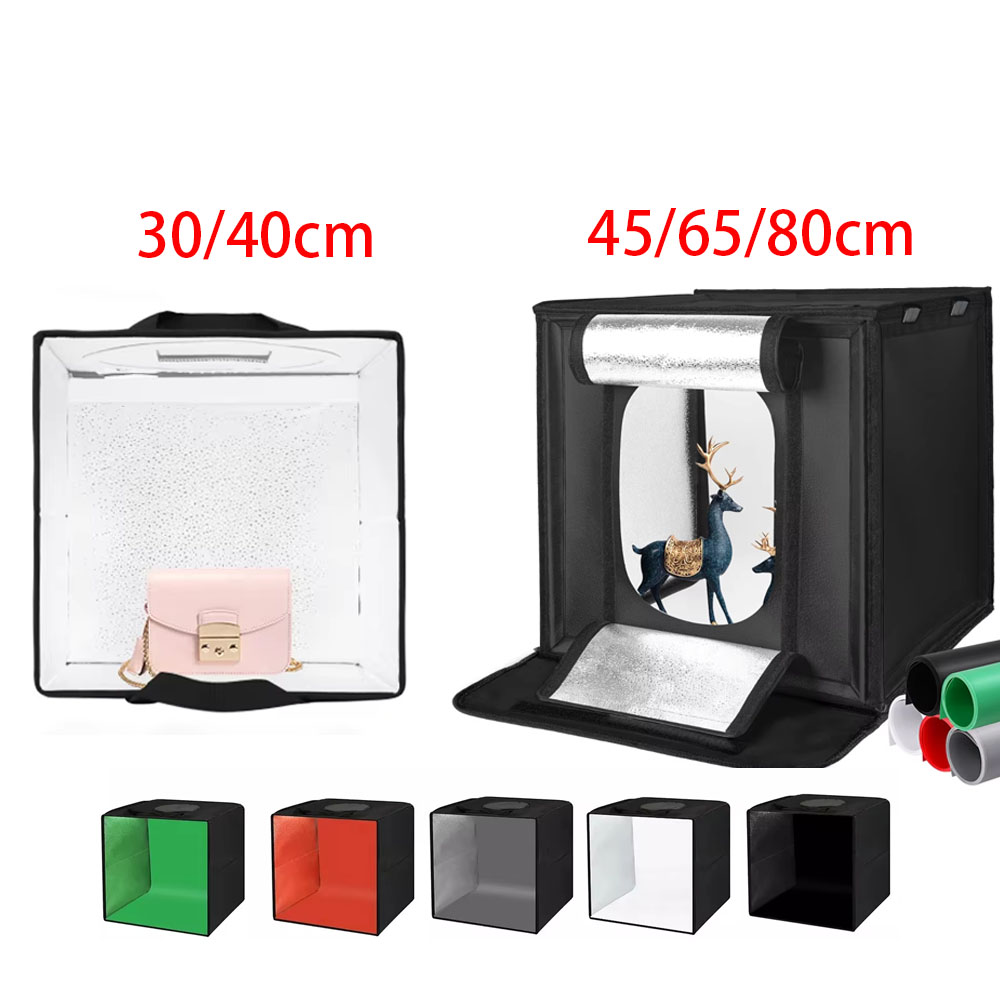 Photography Lighting Background - 30/40/45 65 80 ซม.การถ่ายภาพเต็นท์แสงสตูดิโอSoftBoxแบบพกพาตารางยิงเต็นท์ชุด 5 พื้นหลังฉากหลัง
