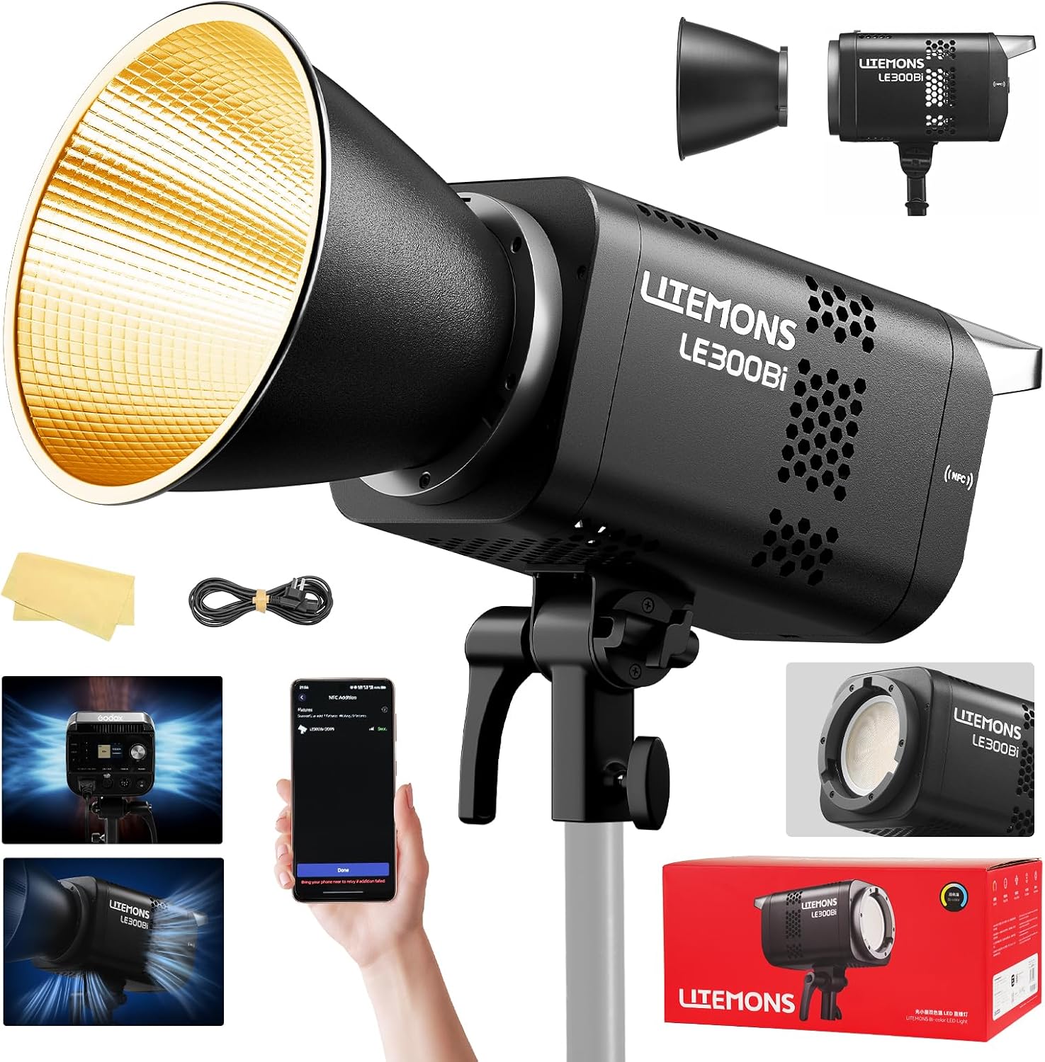 Video Light Panel Led - ชุดไฟวิดีโอ LED RGB, ไฟสตูดิโอ 3 ชิ้นพร้อมแผงควบคุม,