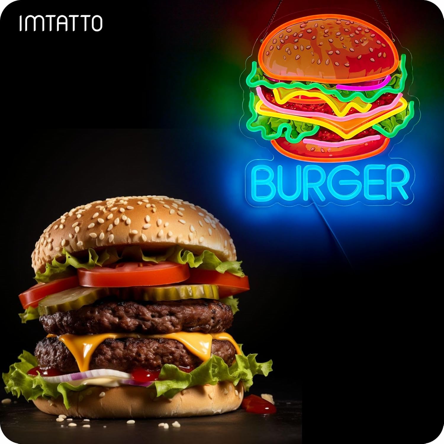 ป้ายไฟนีออนรูปเบอร์เกอร์ ไฟตกแ - Photography Lighting For Food บทวิจารณ์และราคา